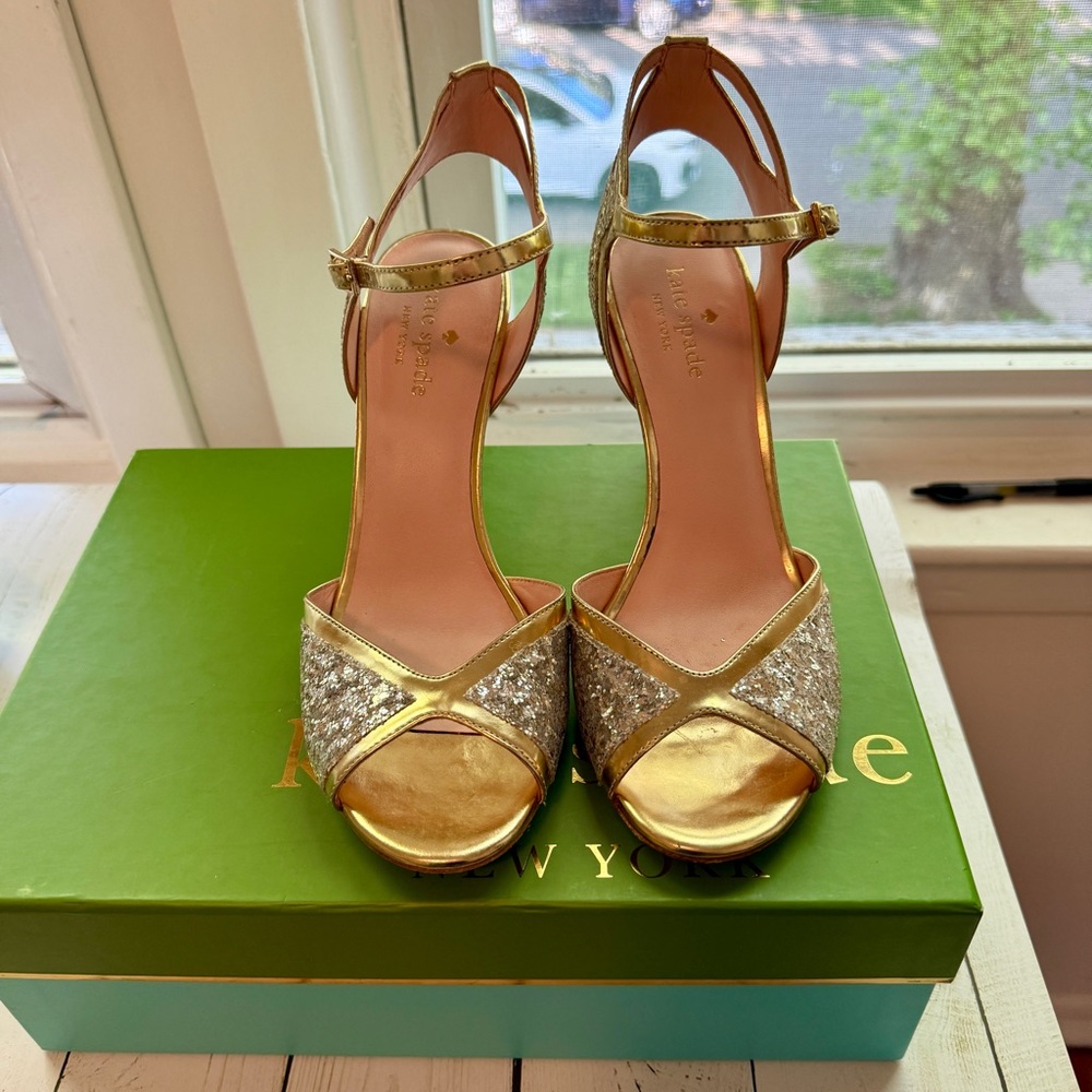 Kate Spade | Gold Glitter Heels - Picture 3 of 8